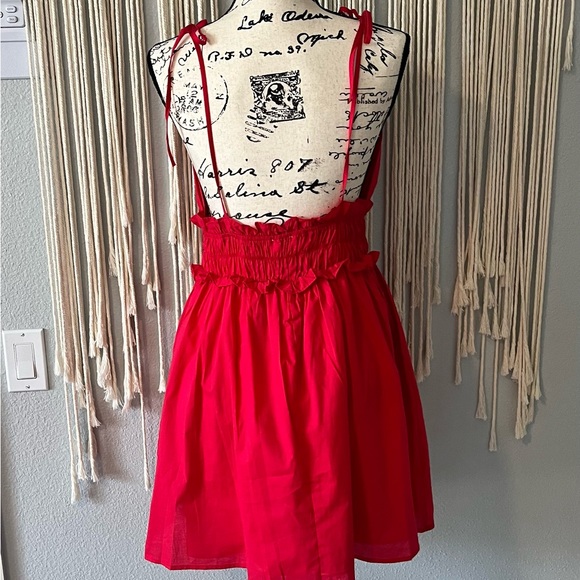 PINK LILY Red Cotton Mini Dress | Size Medium | - Picture 7 of 12